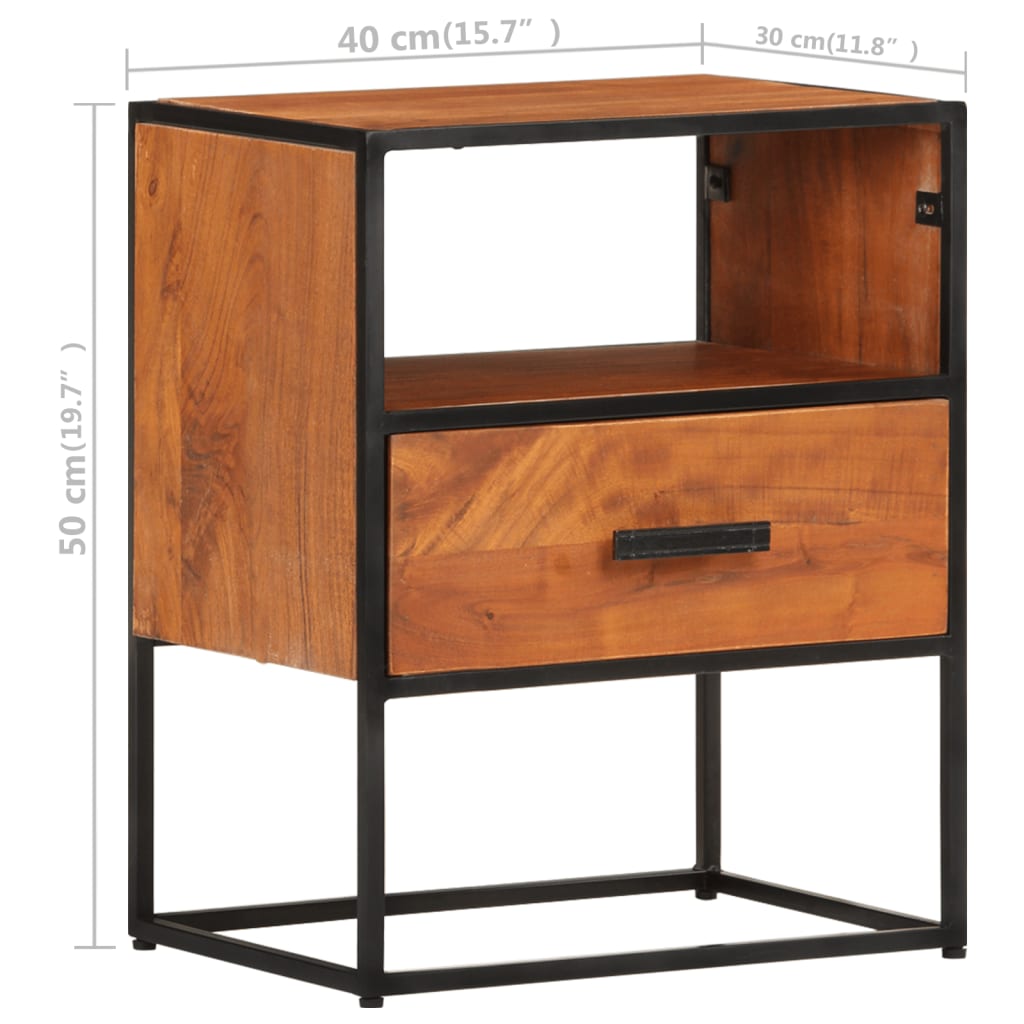vidaXL Nightstand Storage Bedside Table for Home Bedroom Solid Wood Acacia-16