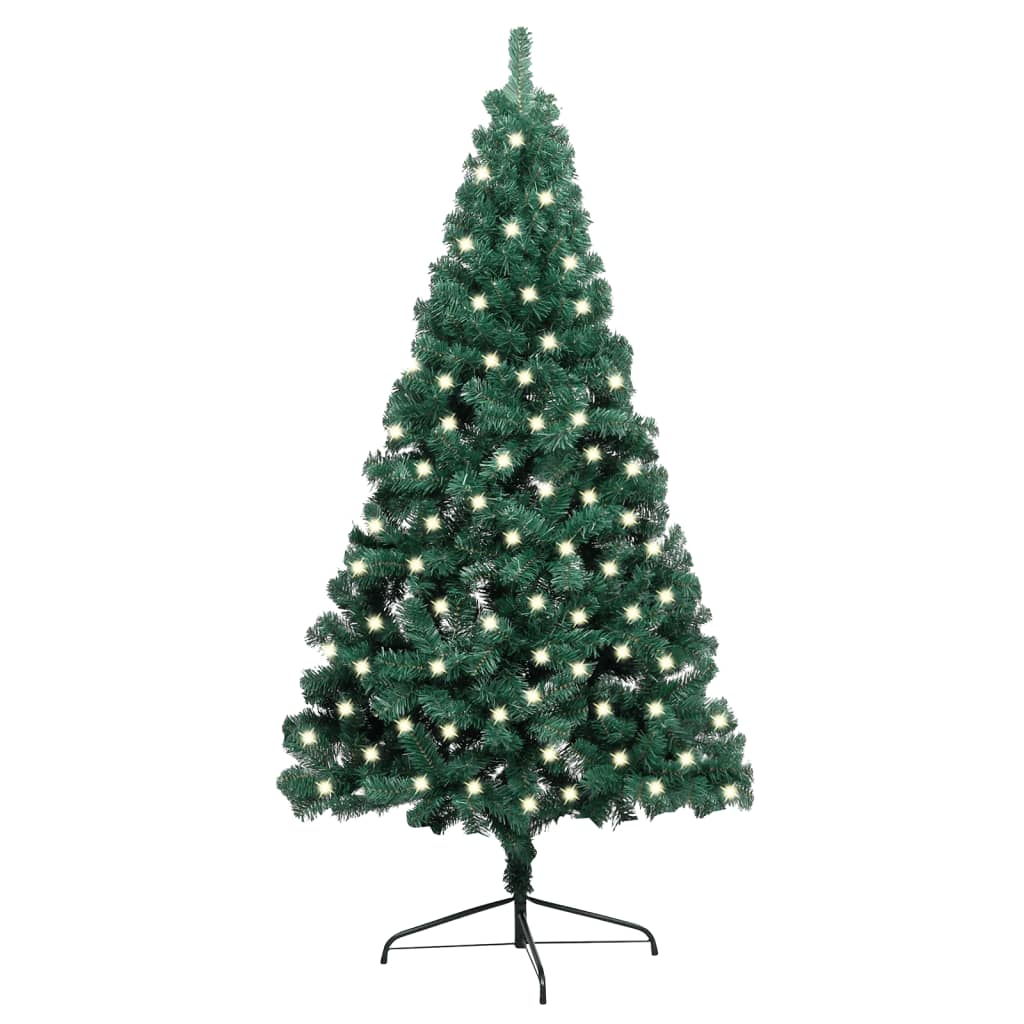 vidaXL Artificial Half Pre-lit Christmas Tree with Stand Party Decoration PVC-0