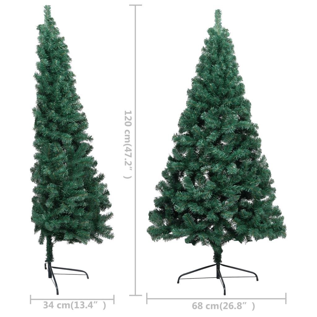 vidaXL Artificial Half Pre-lit Christmas Tree with Stand Party Decoration PVC-47