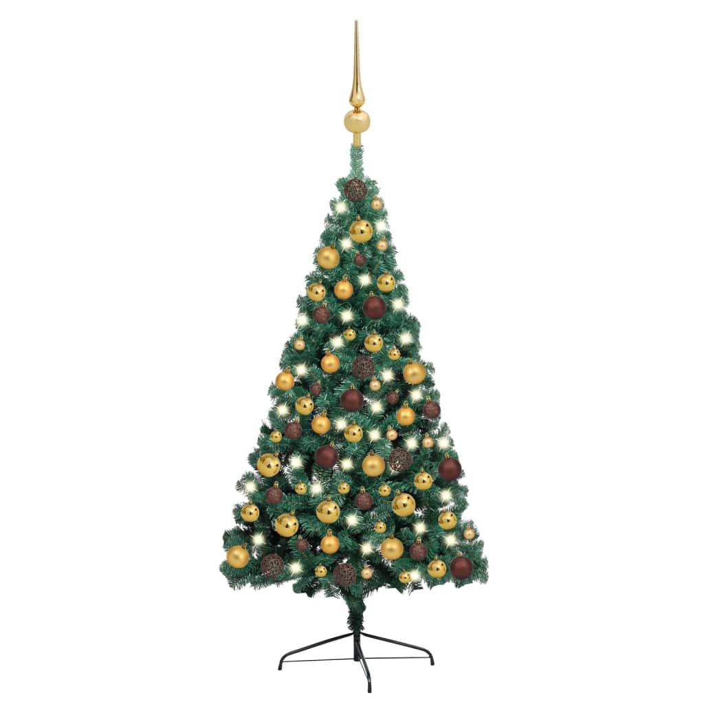 vidaXL Artificial Half Pre-lit Christmas Tree with Ball Set Party Decoration-27