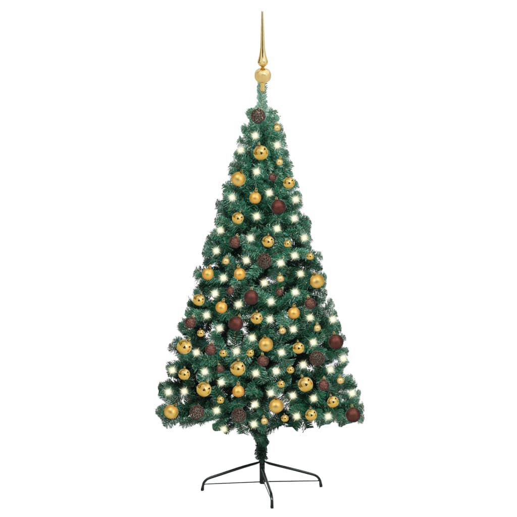 vidaXL Artificial Half Pre-lit Christmas Tree with Ball Set Party Decoration-23