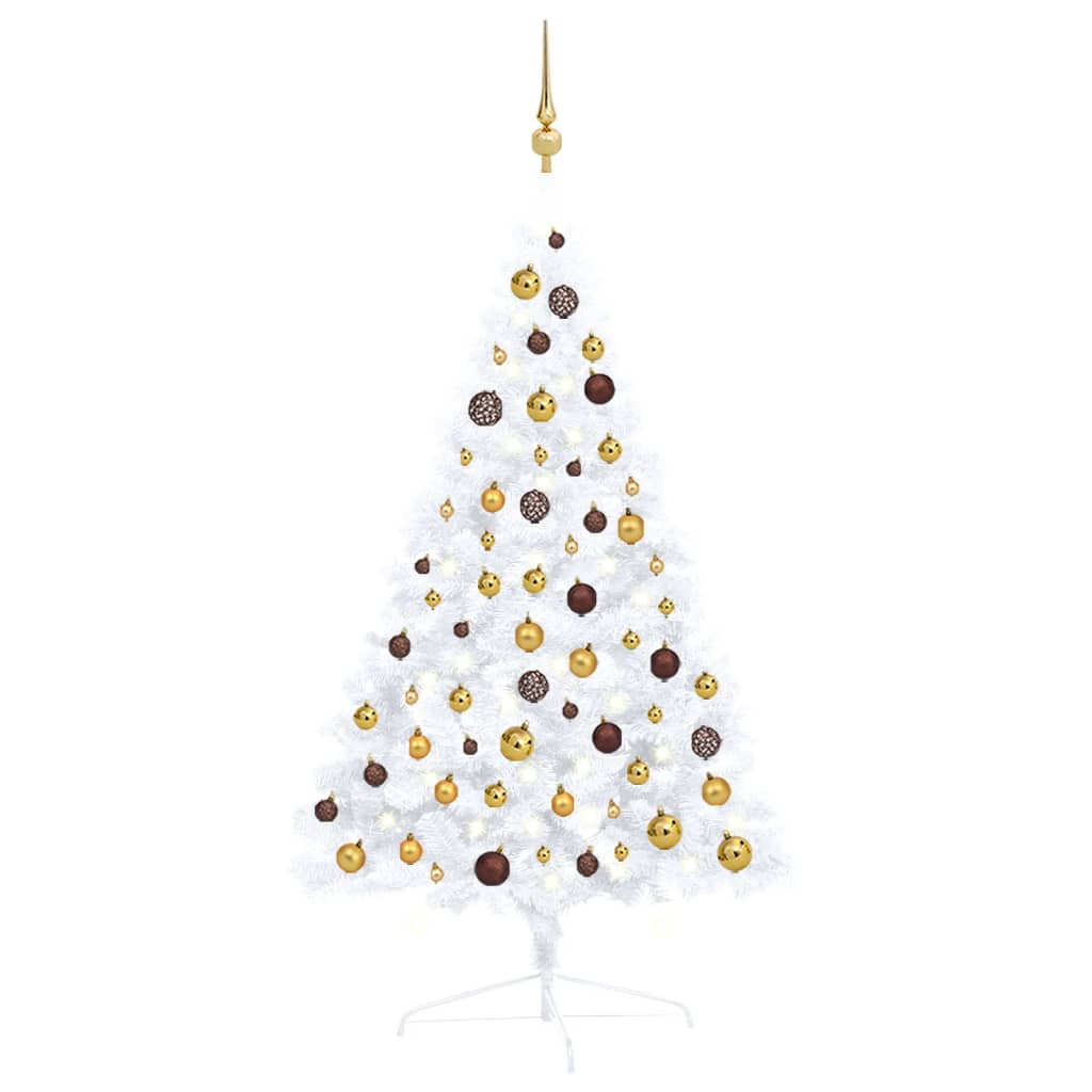 vidaXL Artificial Half Pre-lit Christmas Tree with Ball Set Party Decoration-80