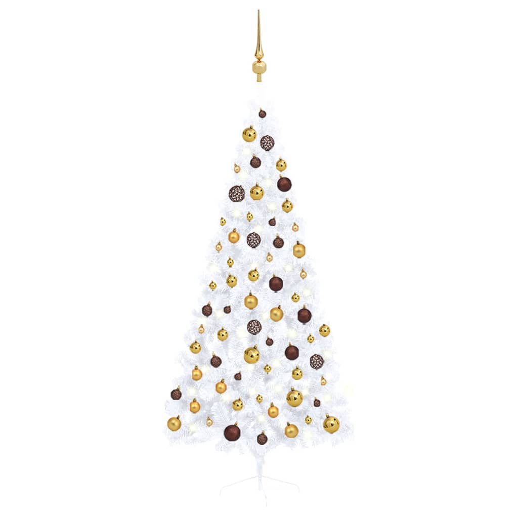 vidaXL Artificial Half Pre-lit Christmas Tree with Ball Set Party Decoration-63