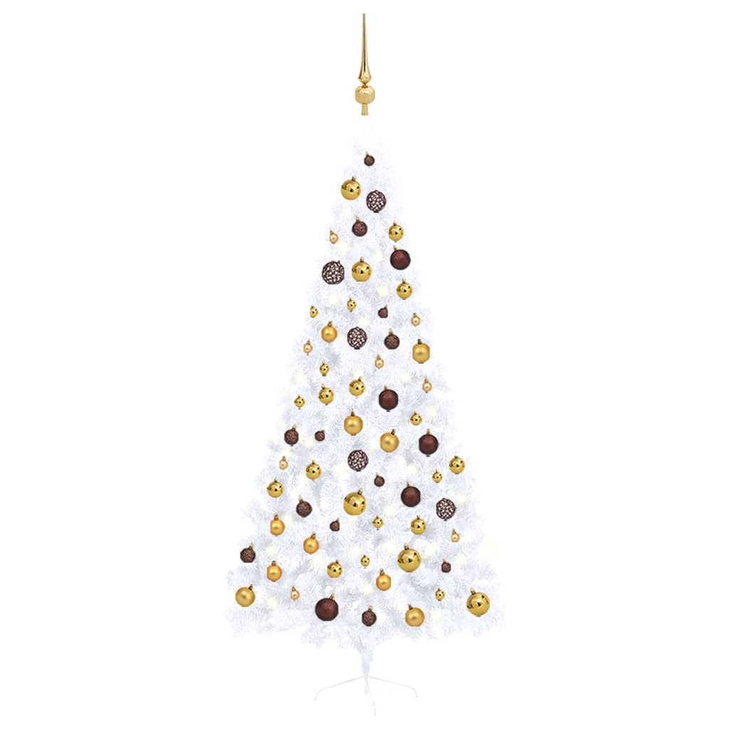 vidaXL Artificial Half Pre-lit Christmas Tree with Ball Set Party Decoration-43