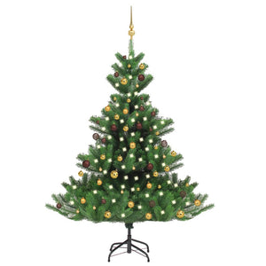 vidaXL Christmas Tree Nordmann Fir Artificial Xmas Tree with LED and Ball Set-2