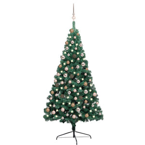 vidaXL Artificial Half Pre-lit Christmas Tree with Ball Set Party Decoration-60