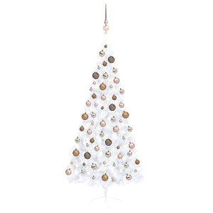 vidaXL Artificial Half Pre-lit Christmas Tree with Ball Set Party Decoration-82