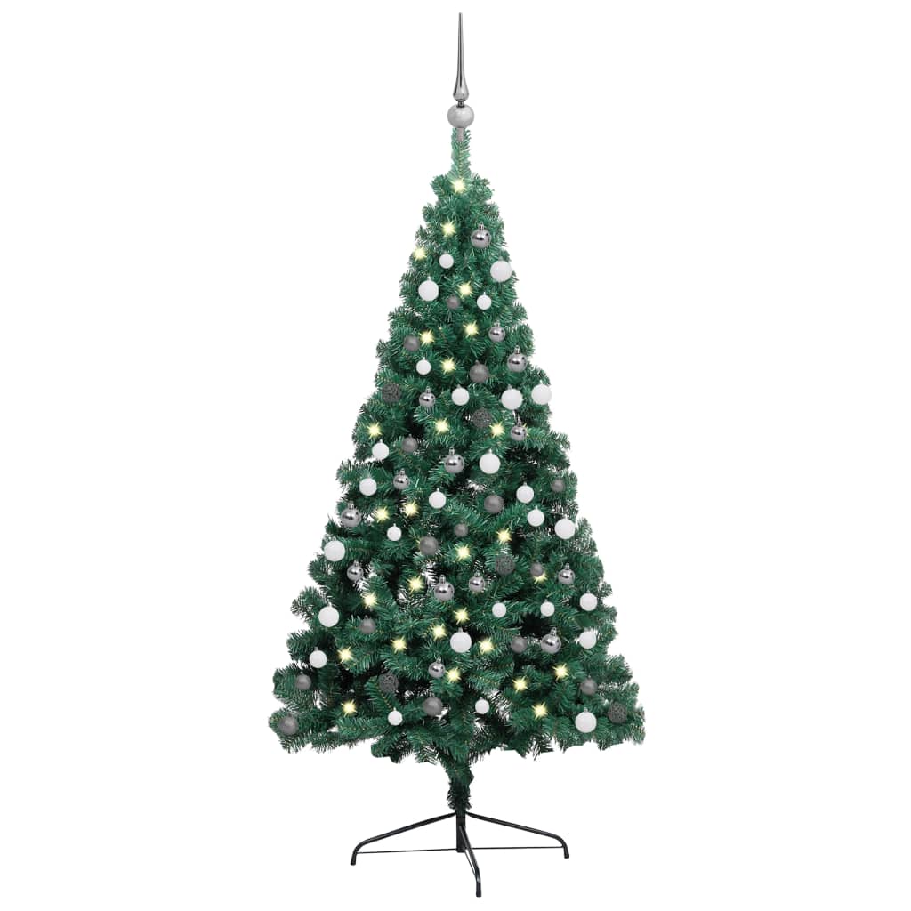 vidaXL Artificial Half Pre-lit Christmas Tree with Ball Set Party Decoration-42