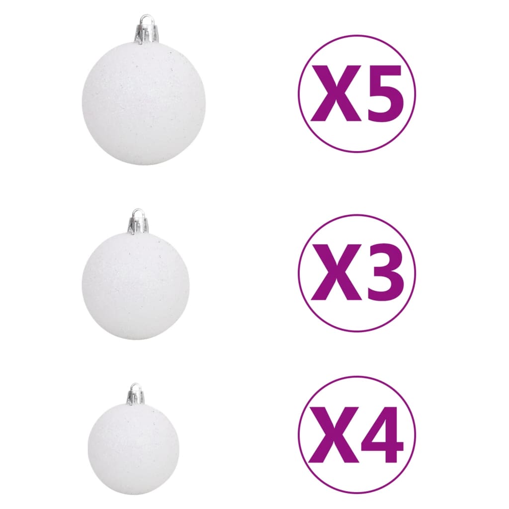 vidaXL Artificial Half Pre-lit Christmas Tree with Ball Set Party Decoration-11