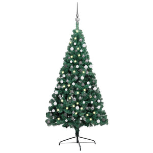 vidaXL Artificial Half Pre-lit Christmas Tree with Ball Set Party Decoration-47