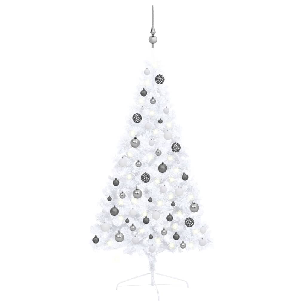 vidaXL Artificial Half Pre-lit Christmas Tree with Ball Set Party Decoration-87