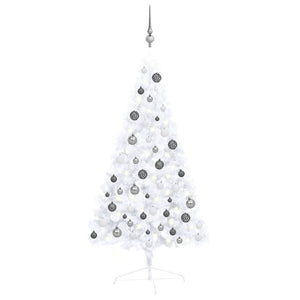 vidaXL Artificial Half Pre-lit Christmas Tree with Ball Set Party Decoration-87