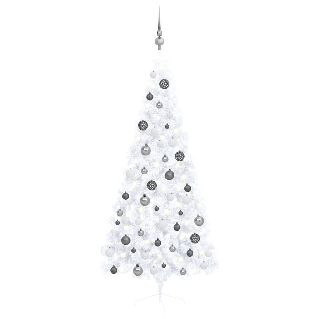 vidaXL Artificial Half Pre-lit Christmas Tree with Ball Set Party Decoration-67