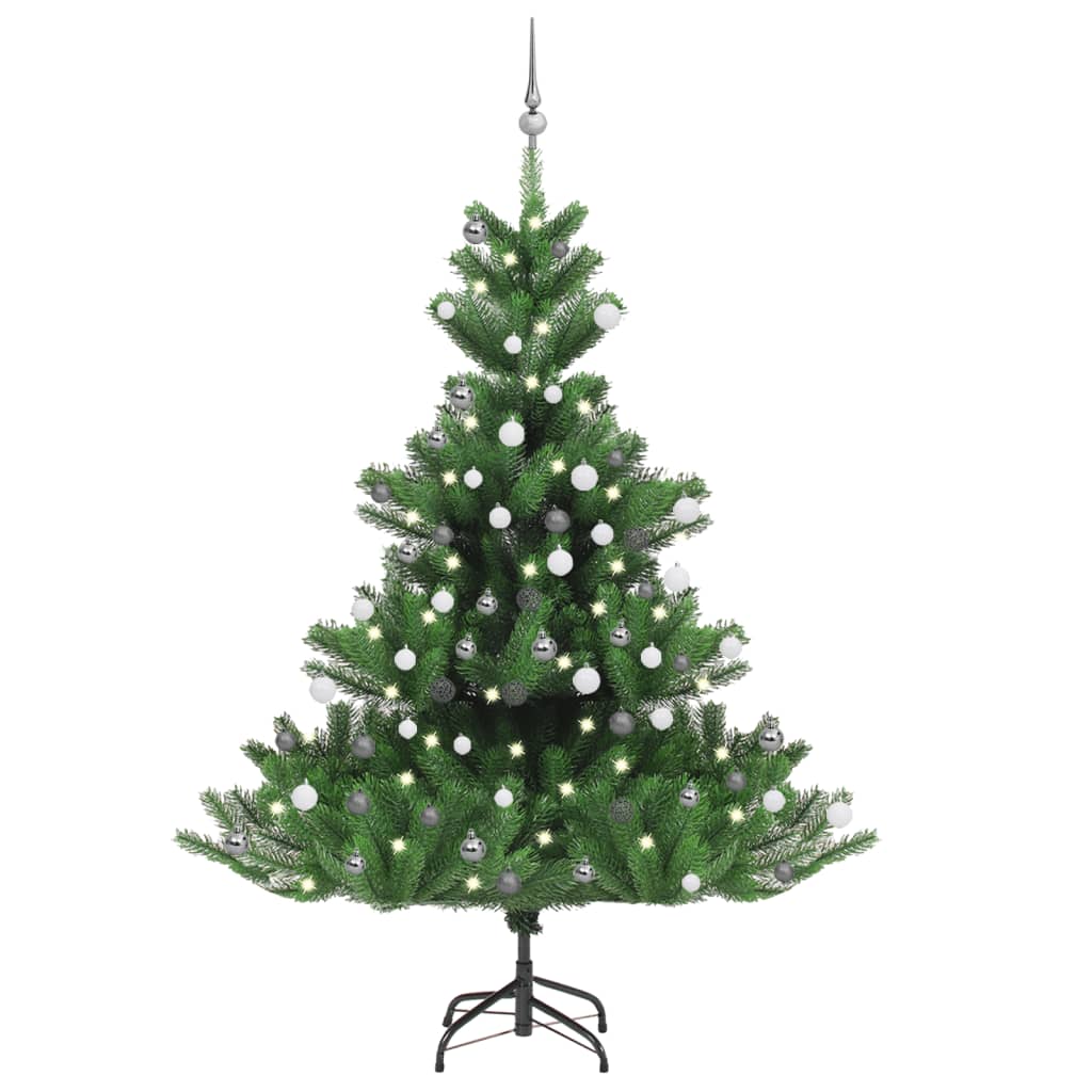 vidaXL Christmas Tree Nordmann Fir Artificial Xmas Tree with LED and Ball Set-9