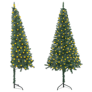 vidaXL Corner Artificial Pre-lit Christmas Tree Xmas Tree Party Decoration PVC-5