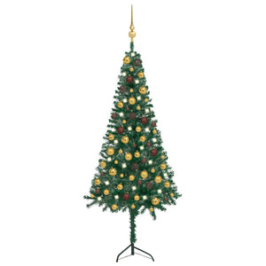 vidaXL Artificial Christmas Tree Corner Christmas Tree with LEDs and Ball PVC-0