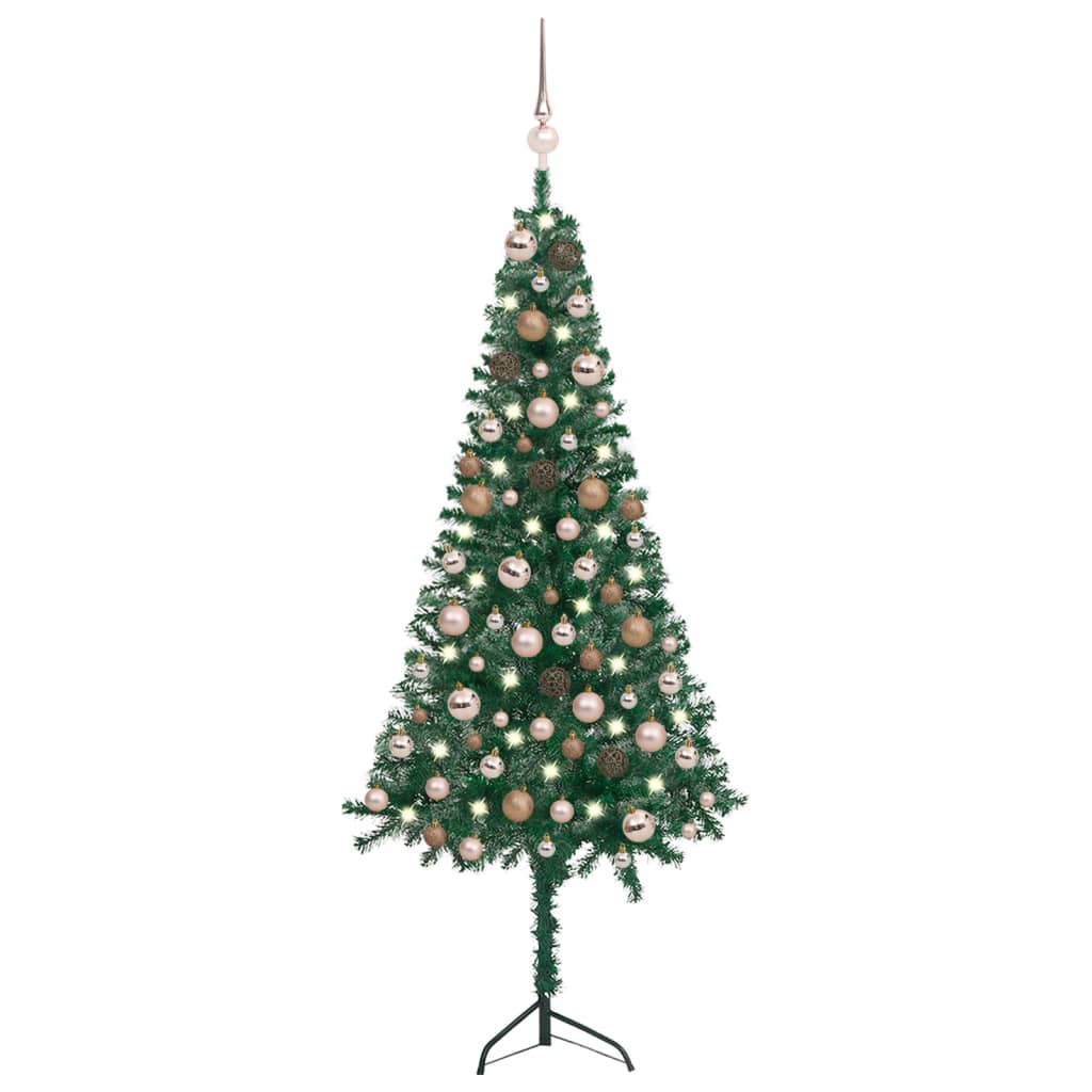 vidaXL Artificial Christmas Tree Corner Christmas Tree with LEDs and Ball PVC-12