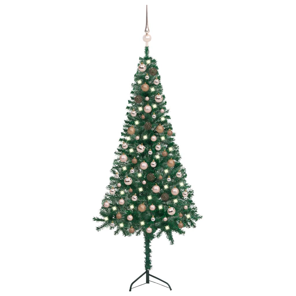 vidaXL Artificial Christmas Tree Corner Christmas Tree with LEDs and Ball PVC-84