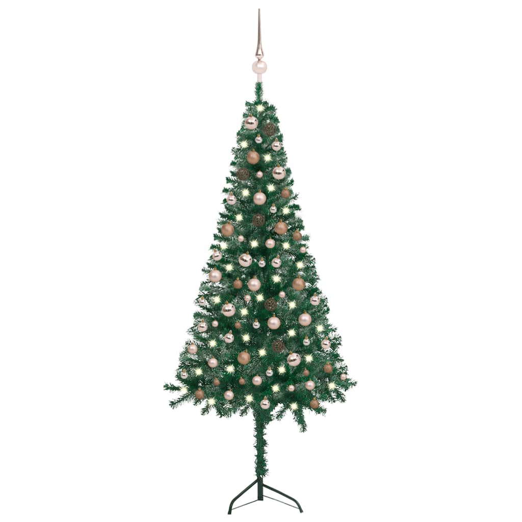 vidaXL Artificial Christmas Tree Corner Christmas Tree with LEDs and Ball PVC-96