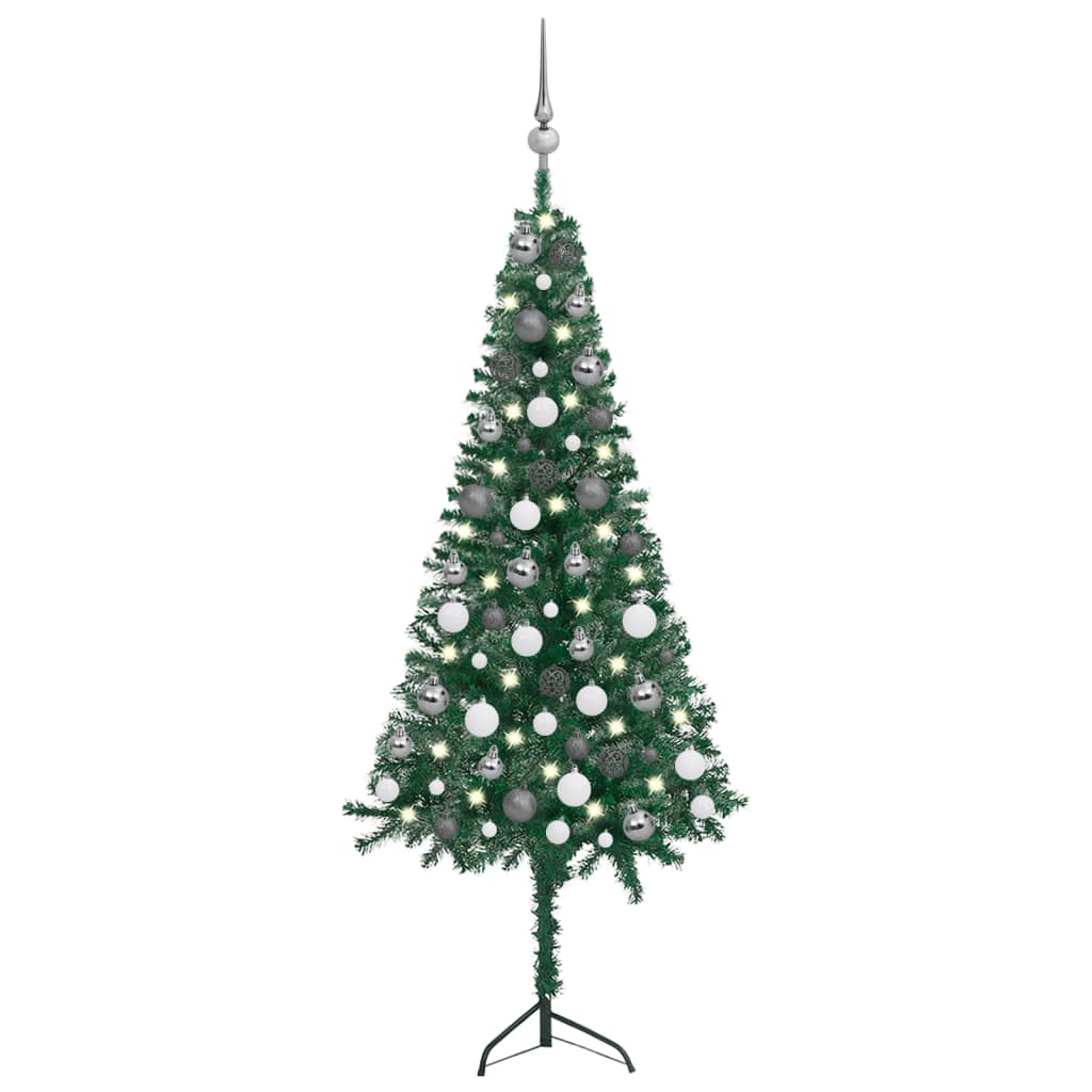 vidaXL Artificial Christmas Tree Corner Christmas Tree with LEDs and Ball PVC-24