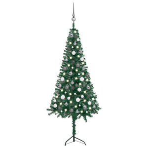 vidaXL Artificial Christmas Tree Corner Christmas Tree with LEDs and Ball PVC-26