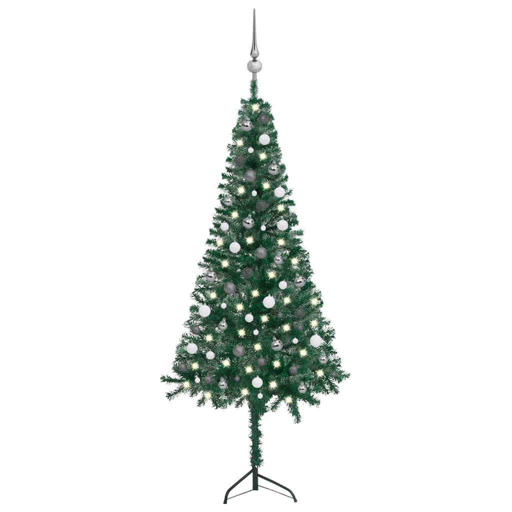 vidaXL Artificial Christmas Tree Corner Christmas Tree with LEDs and Ball PVC-60