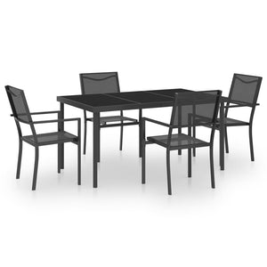 vidaXL Patio Dining Set Outdoor Table and Chair Patio Conversation Set Steel-3