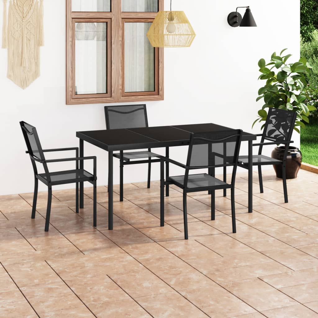 vidaXL Patio Dining Set Outdoor Table and Chair Patio Conversation Set Steel-1