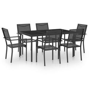 vidaXL Patio Dining Set Outdoor Table and Chair Patio Conversation Set Steel-9