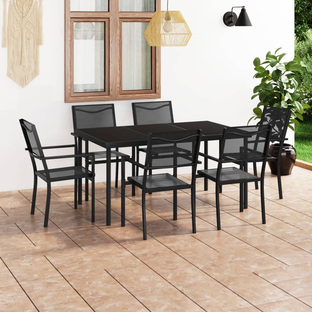 vidaXL Patio Dining Set Outdoor Table and Chair Patio Conversation Set Steel-7