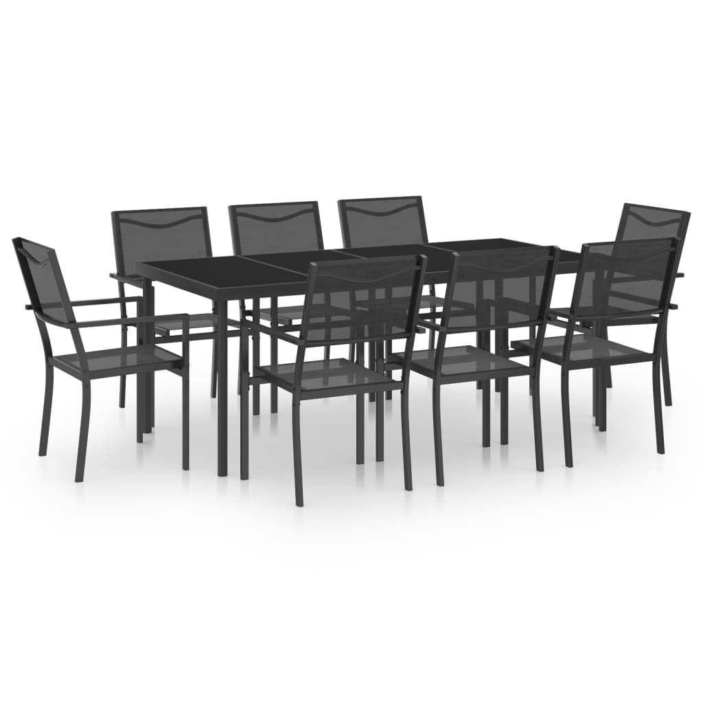 vidaXL Patio Dining Set Outdoor Table and Chair Patio Conversation Set Steel-9