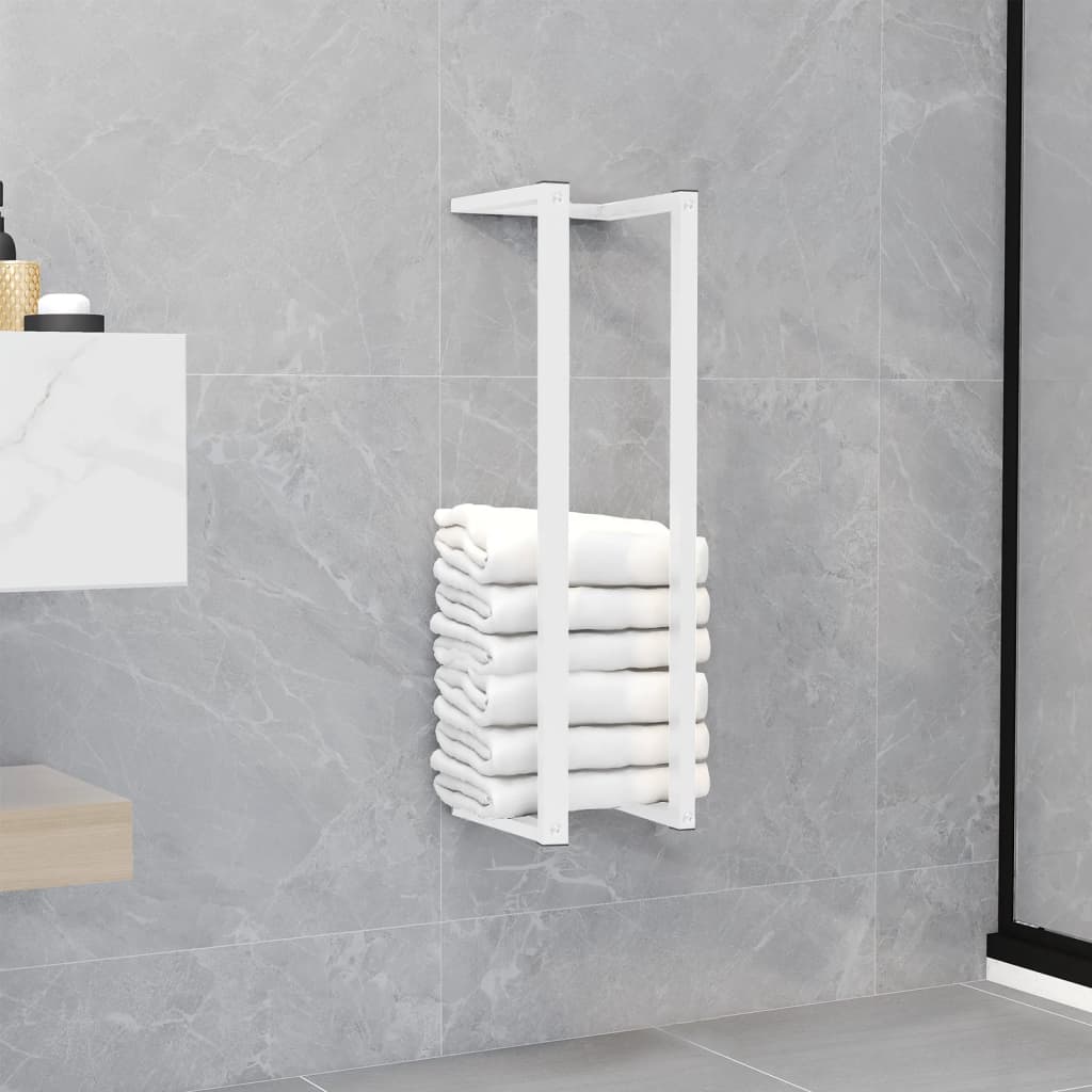 vidaXL Towel Rack Wall Mounted Bath Towel Storage Bathroom Organizer Iron-25