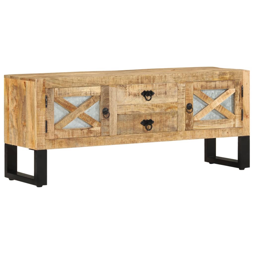 vidaXL TV Stand 43.3"x11.8"x17.7" Rough Mango Wood-0