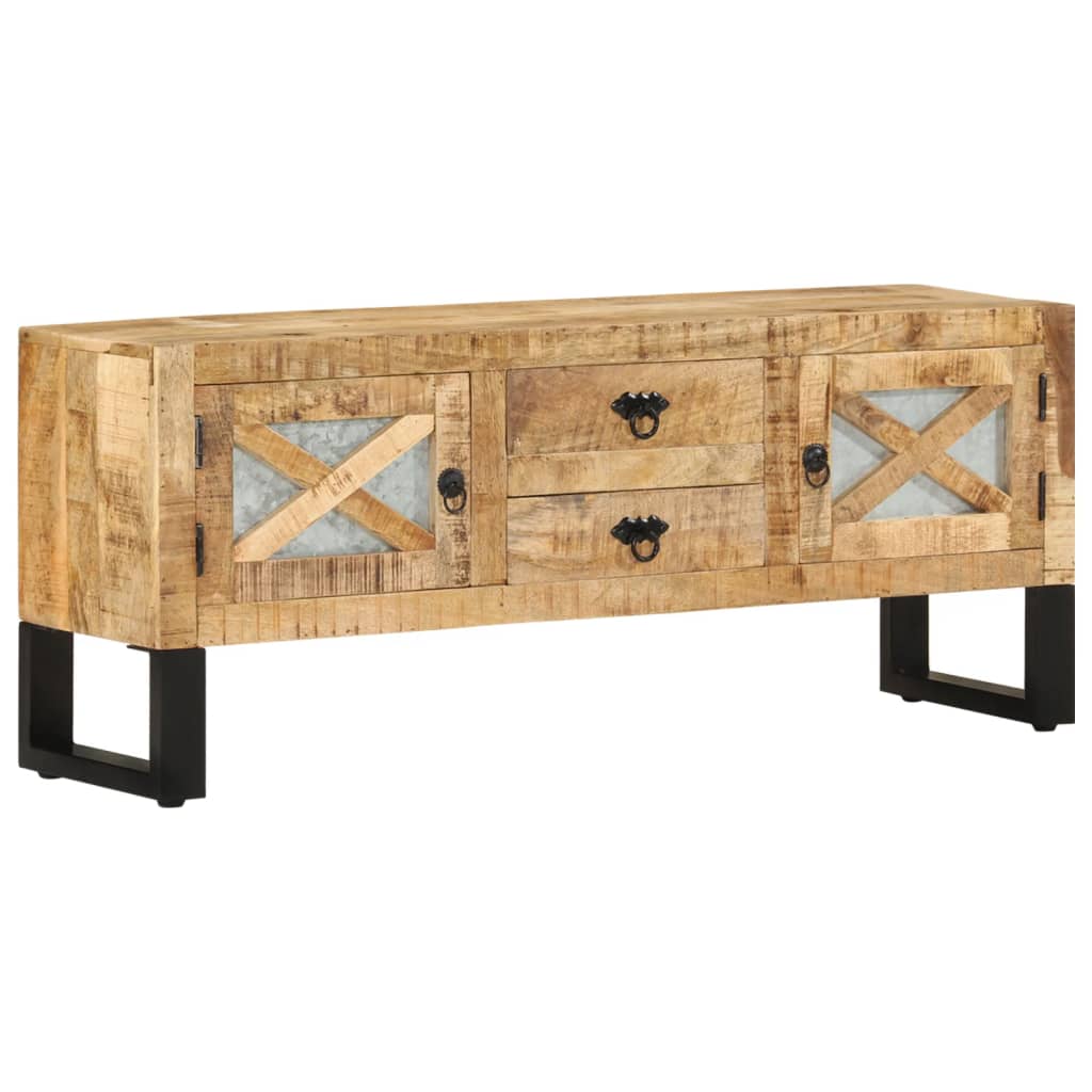 vidaXL TV Stand 43.3"x11.8"x17.7" Rough Mango Wood-11