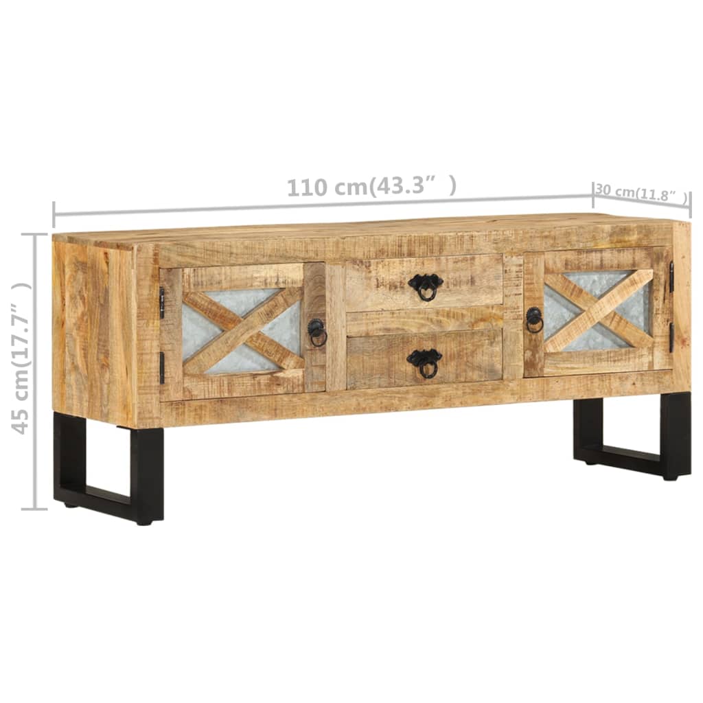 vidaXL TV Stand 43.3"x11.8"x17.7" Rough Mango Wood-10