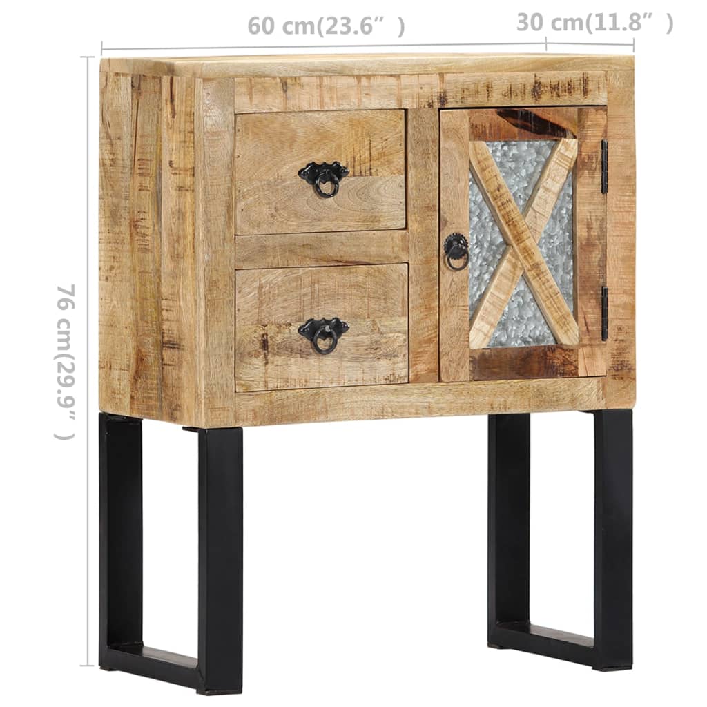 vidaXL Sideboard 23.6"x11.8"x29.9" Solid Mango Wood-10