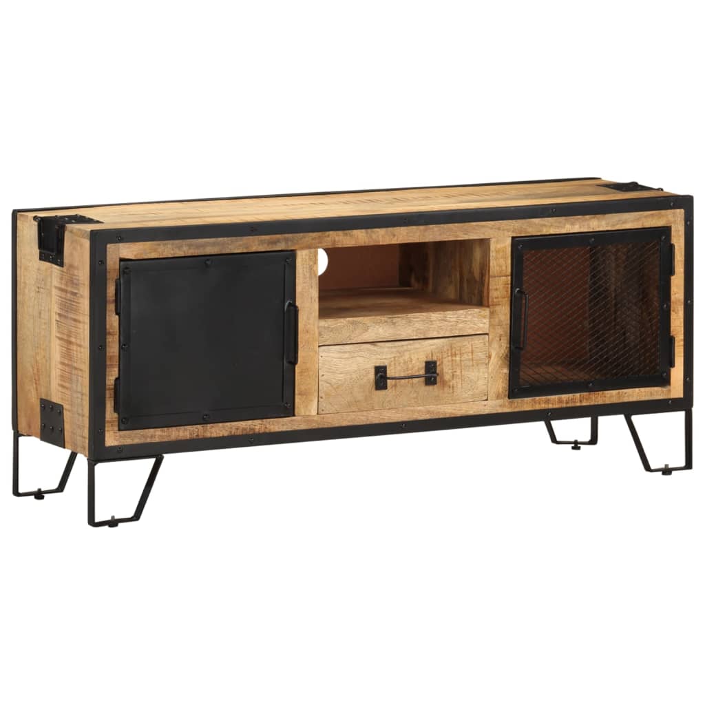 vidaXL TV Stand 43.3"x12.2"x18.1" Rough Mango Wood-0