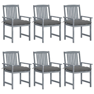vidaXL Patio Chairs Outdoor Dining Chair with Cushions Gray Solid Wood Acacia-45