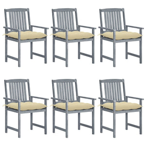 vidaXL Patio Chairs Outdoor Dining Chair with Cushions Gray Solid Wood Acacia-74