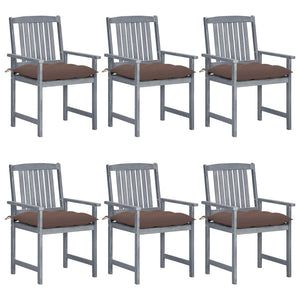 vidaXL Patio Chairs Outdoor Dining Chair with Cushions Gray Solid Wood Acacia-26
