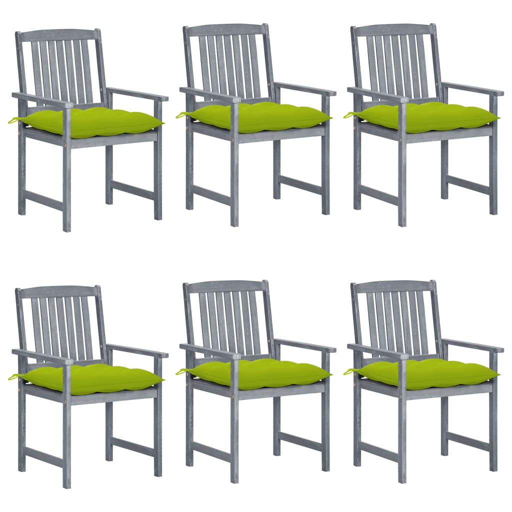 vidaXL Patio Chairs Outdoor Dining Chair with Cushions Gray Solid Wood Acacia-60