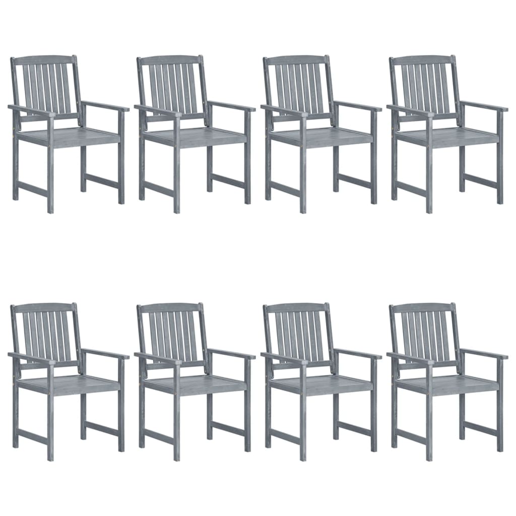 vidaXL Patio Chairs Outdoor Dining Chair with Cushions Gray Solid Wood Acacia-66
