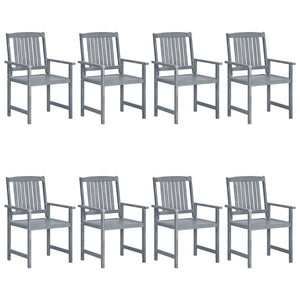 vidaXL Patio Chairs Outdoor Dining Chair with Cushions Gray Solid Wood Acacia-6