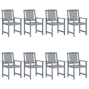 vidaXL Patio Chairs Outdoor Dining Chair with Cushions Gray Solid Wood Acacia-56