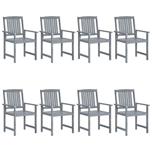 vidaXL Patio Chairs Outdoor Dining Chair with Cushions Gray Solid Wood Acacia-22