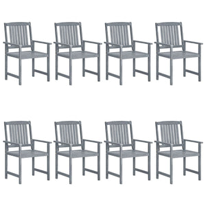 vidaXL Patio Chairs Outdoor Dining Chair with Cushions Gray Solid Wood Acacia-31