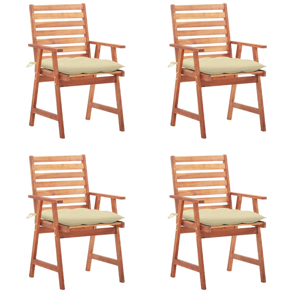 vidaXL Patio Dining Chairs Outdoor Patio Chair with Cushions Solid Wood Acacia-26