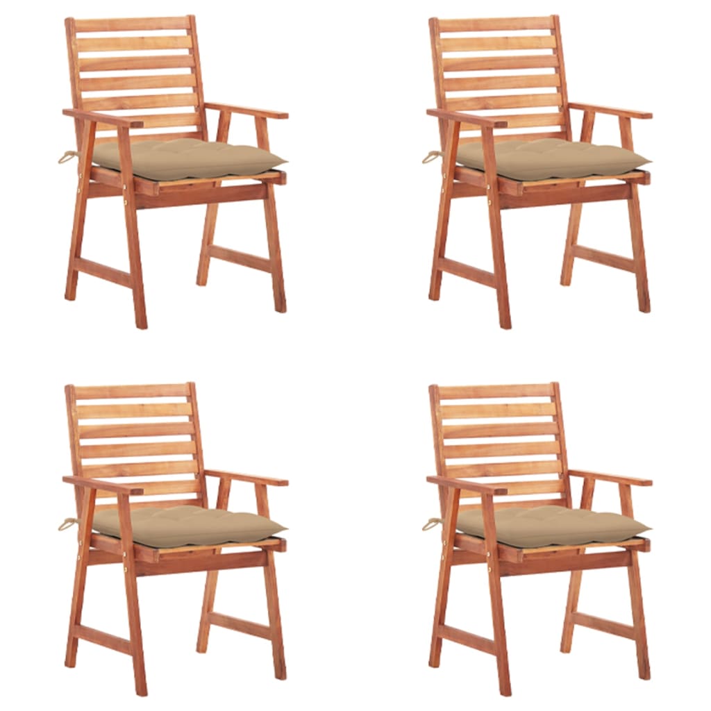 vidaXL Patio Dining Chairs Outdoor Patio Chair with Cushions Solid Wood Acacia-68