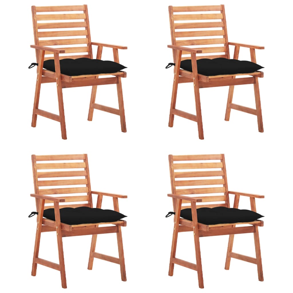 vidaXL Patio Dining Chairs Outdoor Patio Chair with Cushions Solid Wood Acacia-32