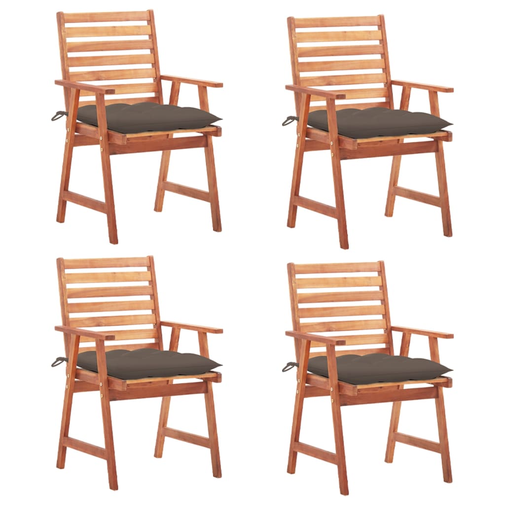 vidaXL Patio Dining Chairs Outdoor Patio Chair with Cushions Solid Wood Acacia-60